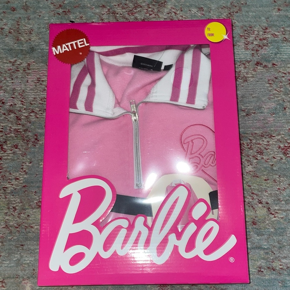 NWT Barbie 3/4 zip Women’s pullover sweatshirt 🩷💅
